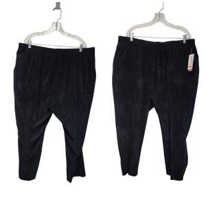 Allison Daley Women's Classic Fit Straight Pull On Corduroy Black Pants Size 24W